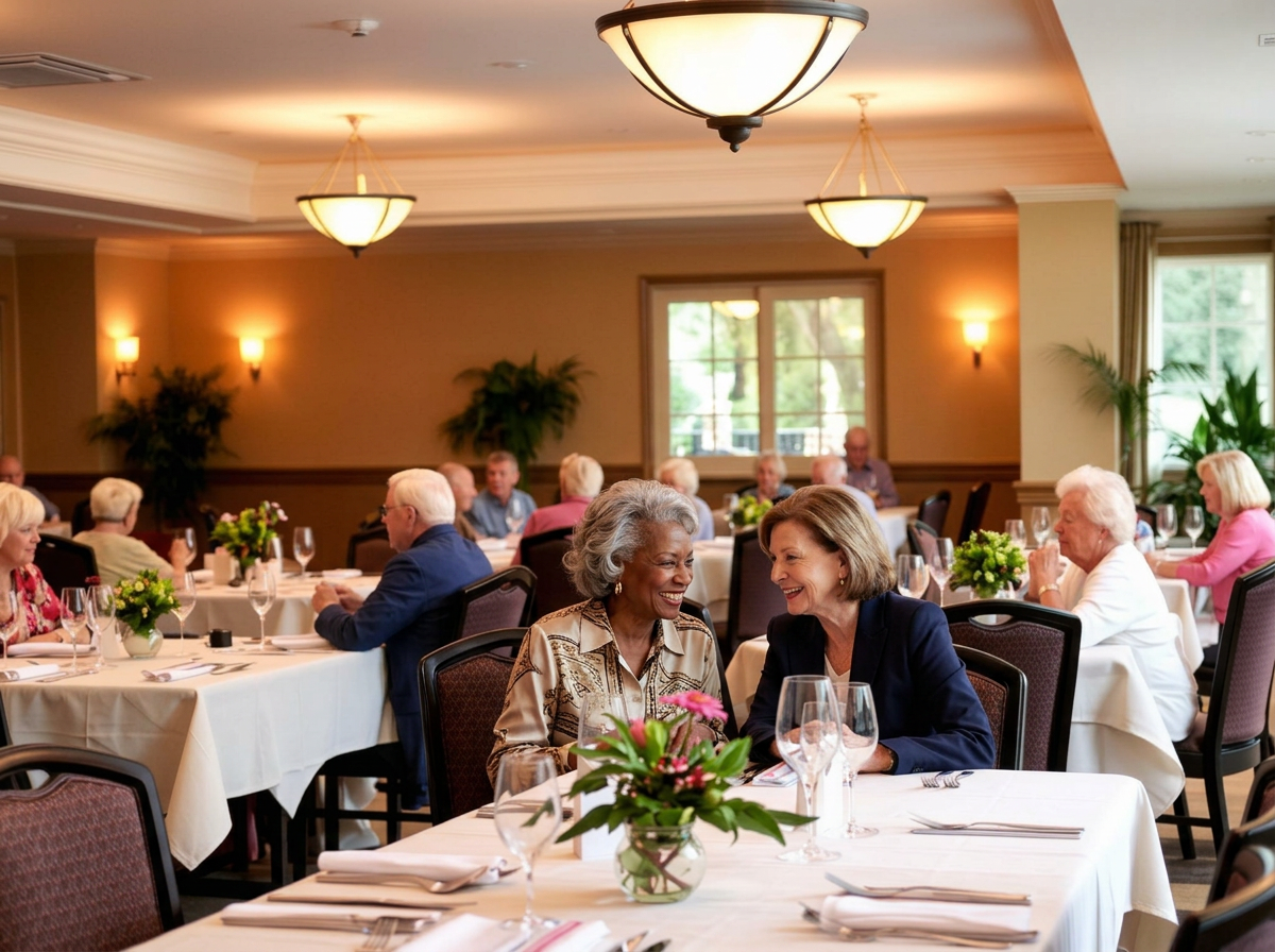 Dining — long tables, familiar faces, flexible hours.